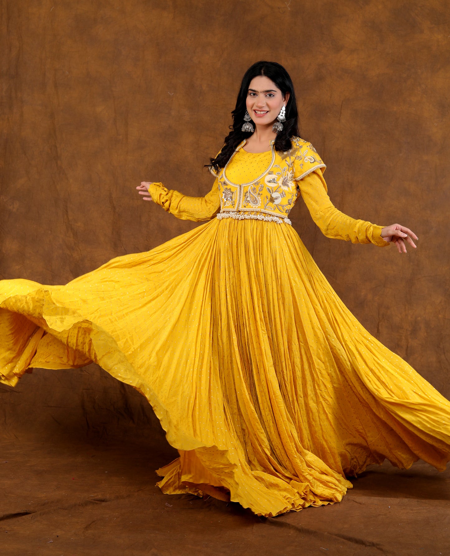 YELLOW ANARKALI SUIT SET