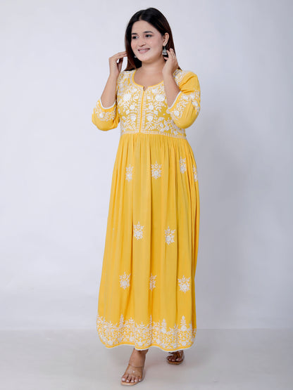 Floral embroidery Anarkali  Kurti