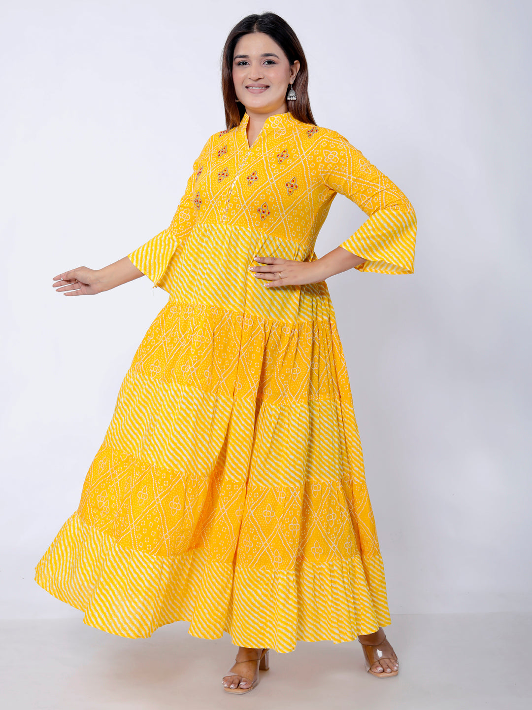 Anarkali yellow color dress