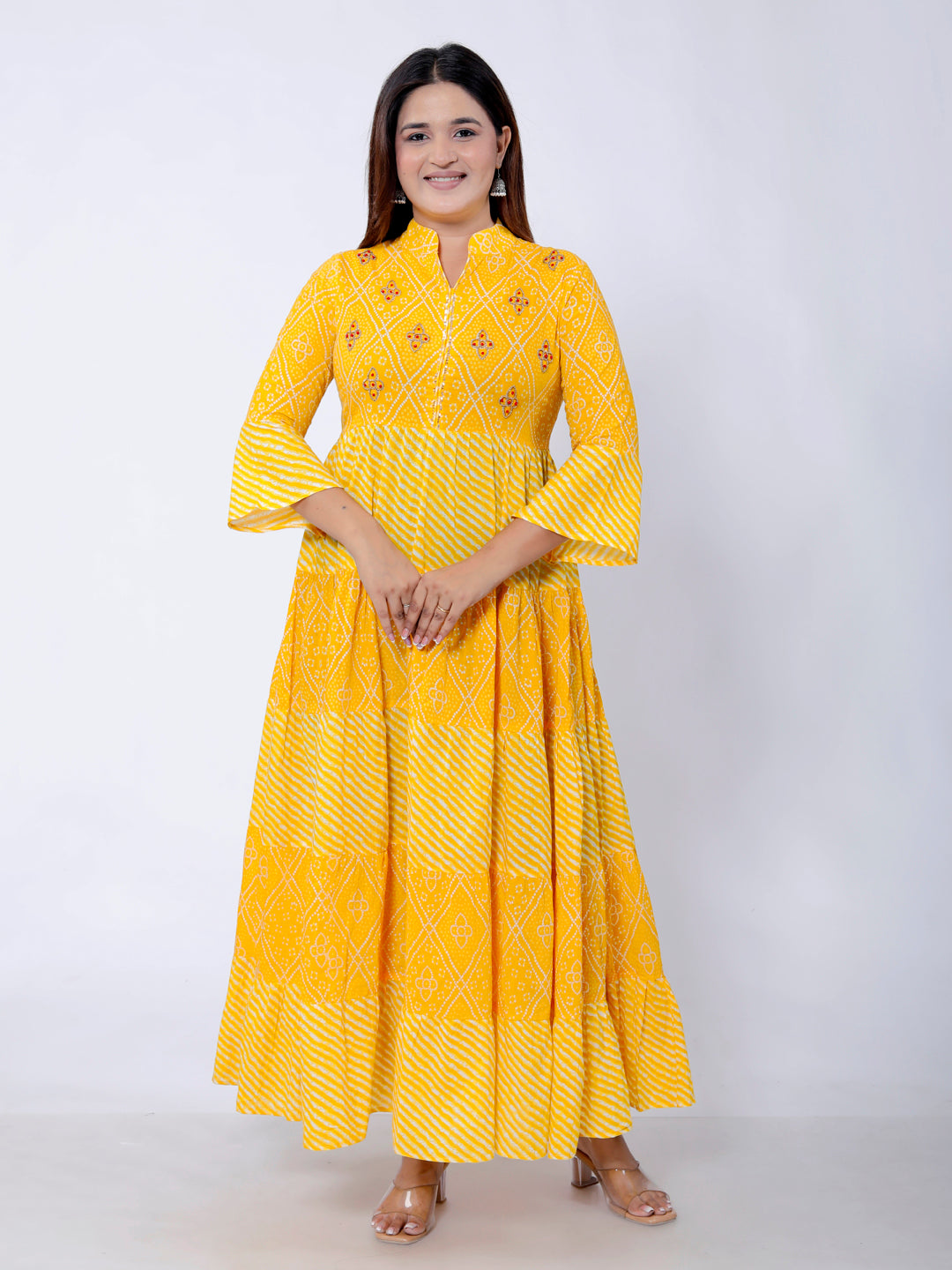 Anarkali yellow color dress