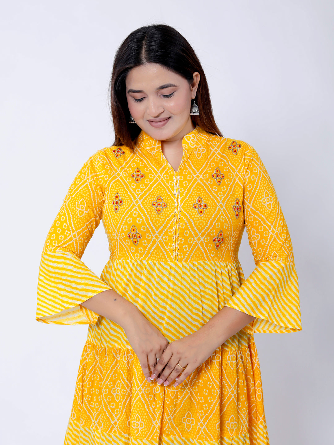 Anarkali yellow color dress