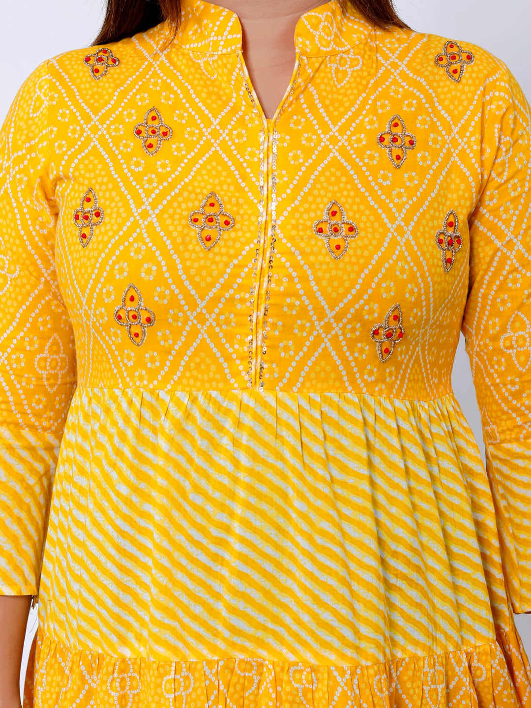 Anarkali yellow color dress