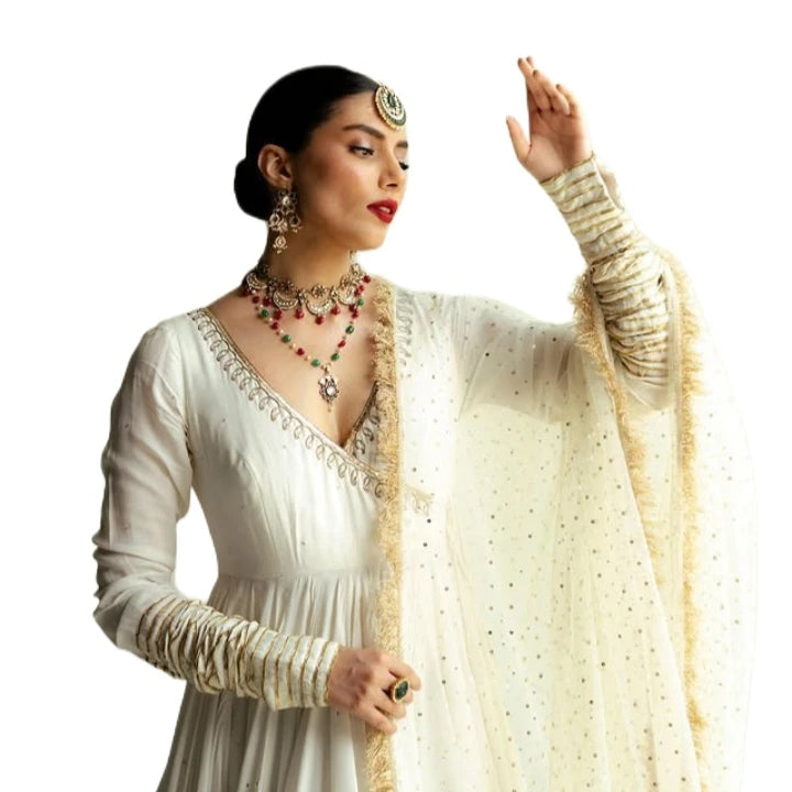 White Anarkali Suit Set