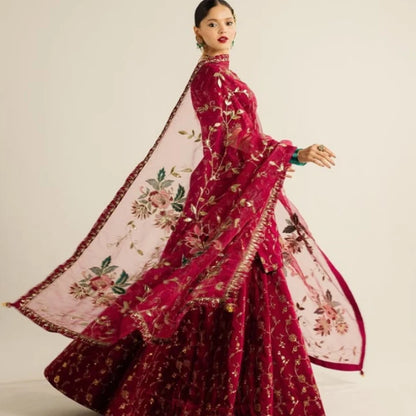 Red Chanderi Sharara Set