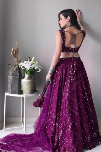 Purple Lehnga unstitched