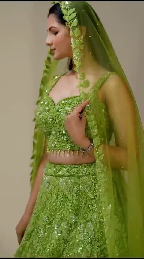 Green Embroidery Lehnga