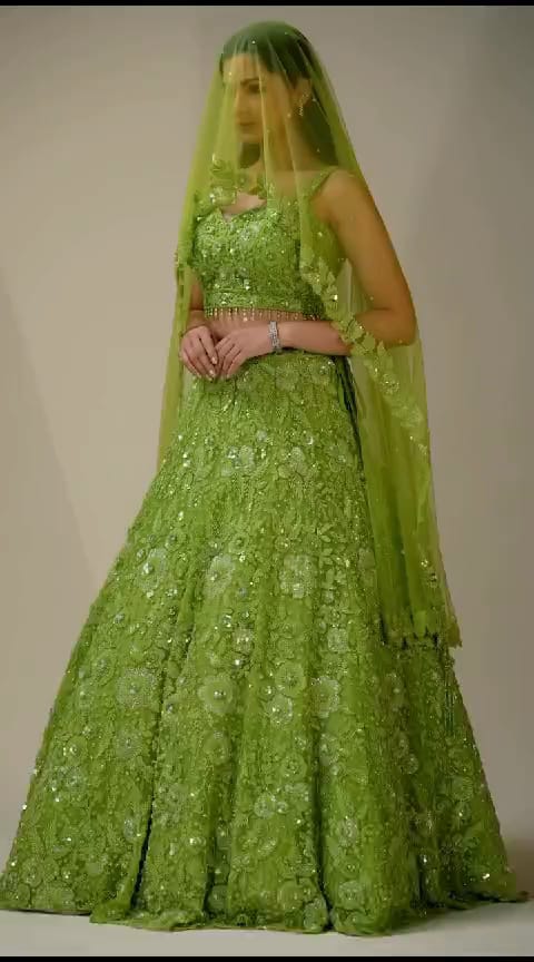 Green Embroidery Lehnga